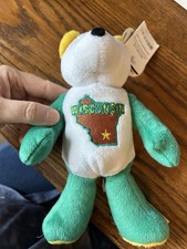 NEW LIMITED TREASURES WISCONSIN PLUSH STATE QUARTER COIN BEAR WITH FREE SHIPPING