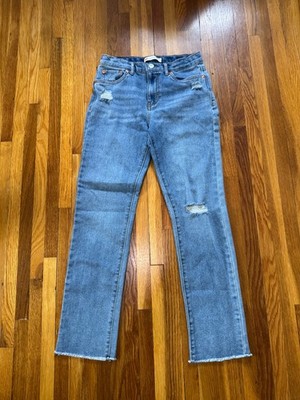 Levis Teens High Rise Straight Jeans Size 14 Distressed Denim Adjustable Waist