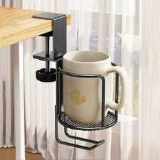 1pc Desk Cup Holder Clamp No Drill 360 Rotati...