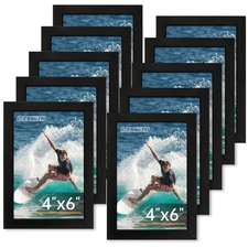 FIXSMITH 4x6 Picture Frame Set of 10, 4x6 Photo Frames Bulk with HD Plexiglas...