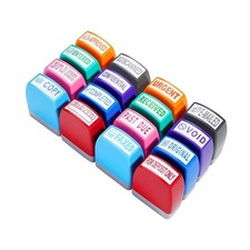 16 Pcs Office Stamps Set, Paid Copy Scanned Entered Received Faxed ... Fast Ship