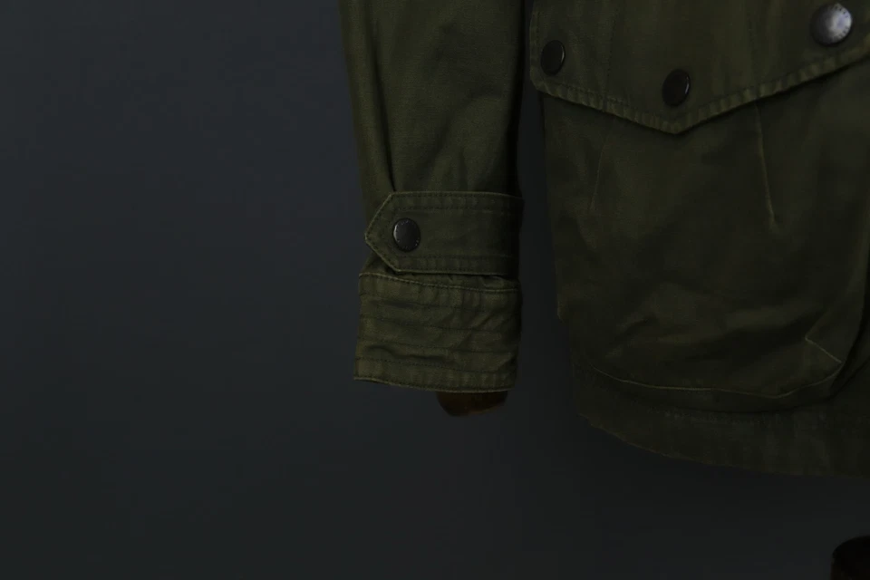 Fred Perry Green Cotton Long Sleeve Collared Snap Inside Zip Parka Jacket Size S - Image 4 of 4