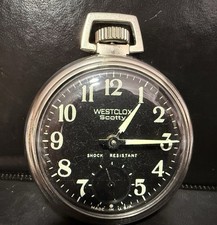 Westclox Scotty Luminous Black Face Pocket Watch - Runs