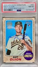1/1 Matt Olson 2017 Rookie Auto Topps Heritage PSA Athletics Parkview Panthers
