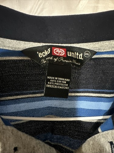 Ecko Unltd. 2XL Black And Blue Striped Polo - Picture 3 of 7