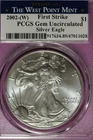 2002 W PCGS GEM UNC AMERICAN SILVER EAGLE #B52909
