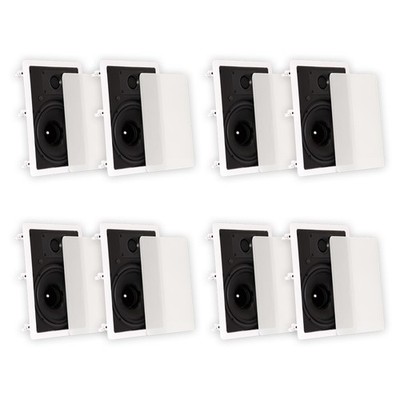 Theater Solutions TS80W Flush Mount Speakers with 8'' Woofers In Wall 4 Pairs