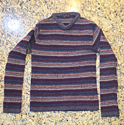 Metropolitan by Lord & Taylor Men s Merino Wool Striped V-Neck Sweater S