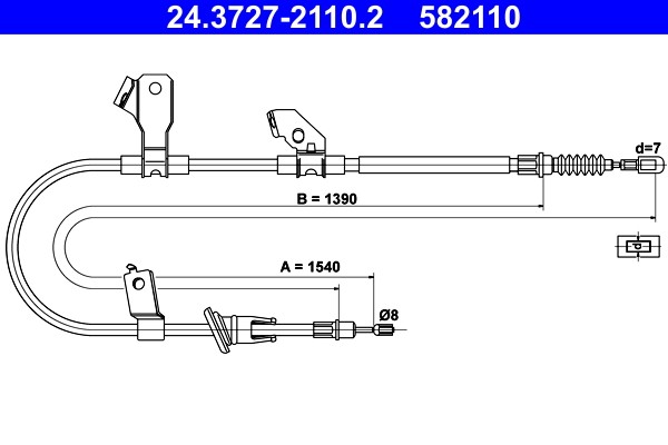Handbremsseil Seilzug FÜR Mitsubishi Colt VI (Z3 A, Z2 A) - ATE 24.3727-2110.2-image