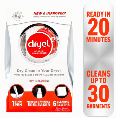Dryel at Home Dry Cleaner Starter Kit with 6 Cleaning Cloths, Fresh Scent