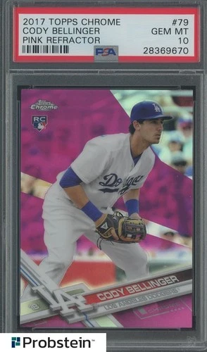 2017 Topps Chrome Pink Refractor #79 Cody Bellinger Dodgers RC Rookie PSA 10
