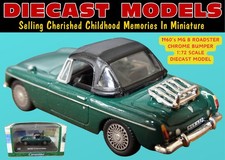 1960's MG B ROADSTER BRITISH RACING GREEN; HONGWELL 1/72 SCALE DIECAST MODEL CAR
