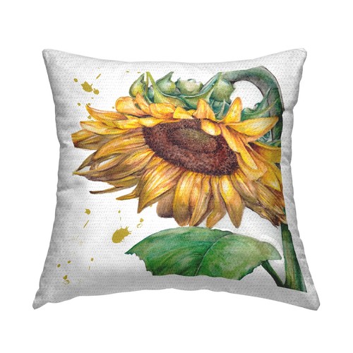 Drooping Sunflower Bloom Outdoor Printed Throw Pillow, 18 x 18, Yellow