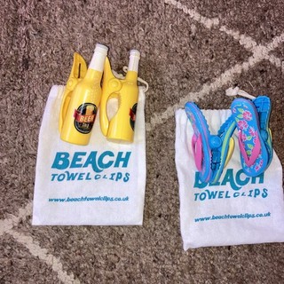 4no Sunbed Towel Clips for Beach Laundry Clothes Large Lounger Pegs & Clamps
