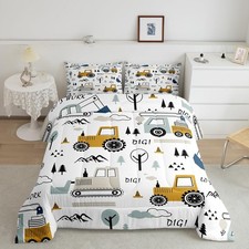 Cartoon Car Kids Comforter Set Construction Bedding Set for Boys Toddler Deco...
