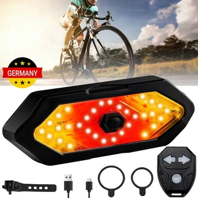 MARKENLOS Fahrrad Blinker LED Bicycle Rear Signal Light mit Fernbedienung 5 Modi USB IPX4