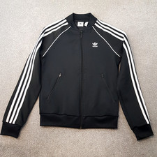 Adidas Womens Track Jacket 6 Black Firebird Originals Trefoil SST Classic Gym