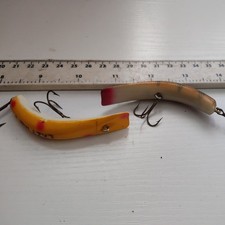2xSEÑUELOS DE PESCA VINTAGE, MADERA, KUTZKY-LAZY IKE 3 --BAJO, TRUCHA, LUCIO