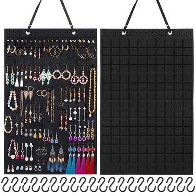 Caffox Hanging Earring Holder, Large Organizer with 20Pcs Extra Black 