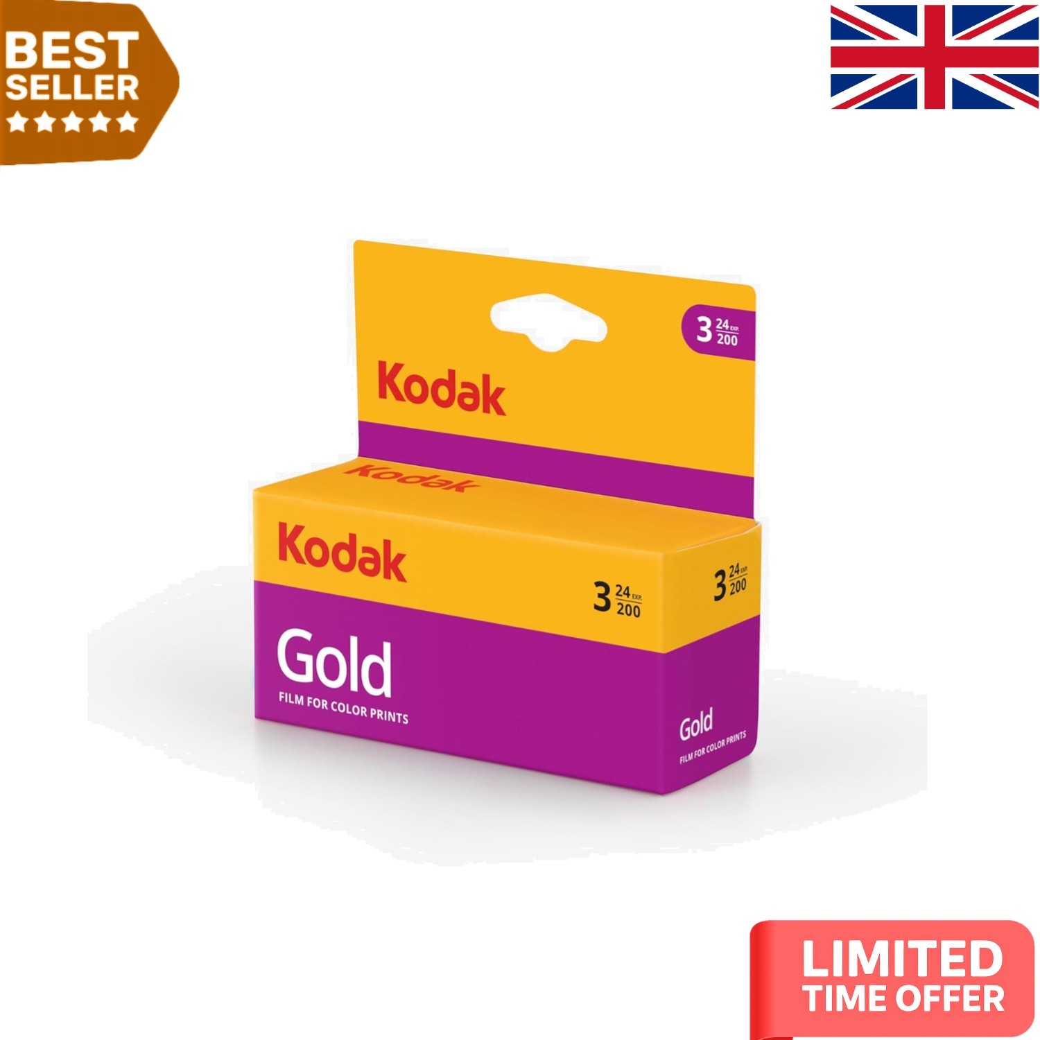 Gold GB 200 35mm Color Negative Film - 3 Rolls, 24 Exposures, Ideal for Scanning