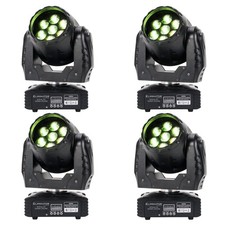  4 Eliminator Stealth Wash Zoom 7 x 12Watt RGBW LED DMX Moving Head Wash Lights