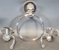 Set of 3 Bathroom Towel Holder Silver Finish