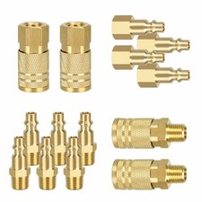 14 Pcs 1/4" NPT Brass Quick Connect Air Compressor Fittings Couplers  Plugs Kit