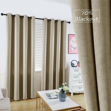 GRALI-DECOR 95-inch Long Thermal Insulated Curtains, Herringbone Textured Win...