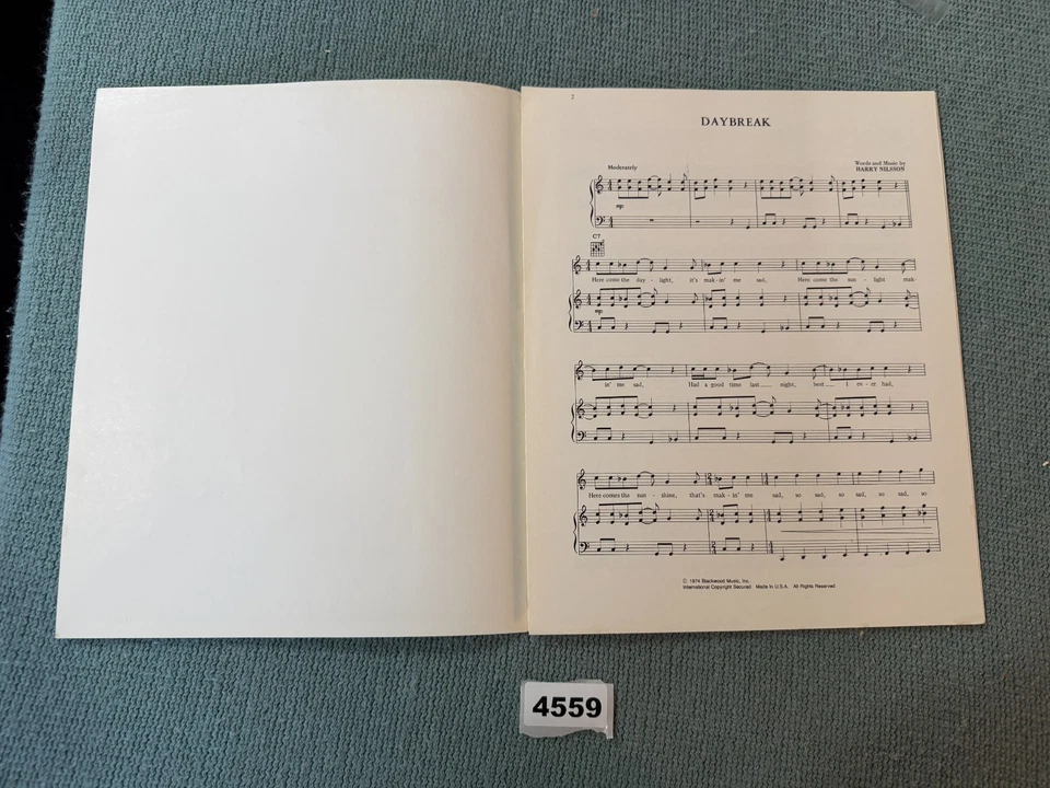 RARE HARRY NILSON SHEET MUSIC DAYBREAK-NEAR MINT SPECIAL EDITION- 4559 - Image 2 of 4