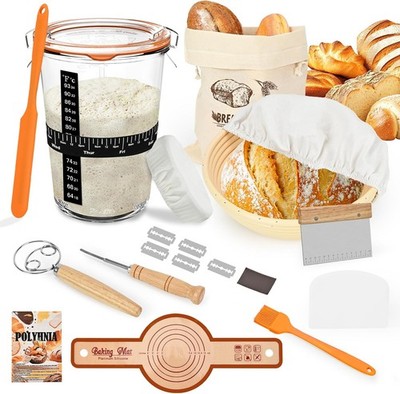 Sourdough Starter Kit, Sourdough Bread Baking Supplies, 9''Banneton Bread