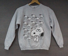 Vintage 90s Peanuts Snoopy Sweatshirt Cartoon Crewneck Size L Gray Made In USA