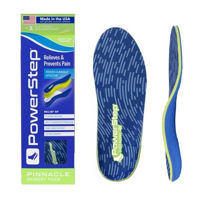 PowerStep Pinnacle Memory Foam Orthotics Insoles Men s 8-8.5 Women 10-10.5 Heel