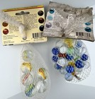 Mega Marbles SC Cat's Eye Lot 42 Glass Marbles 7 Shooters Vintage Net Bag Vacor — photo 5