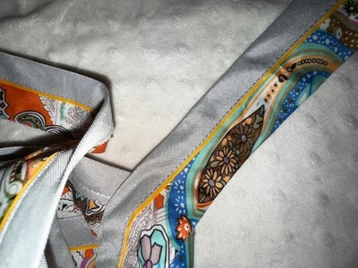 1 yards 22'' Gray Orange colorful Asian paisley print flat sewing trim 1.5'' wide*