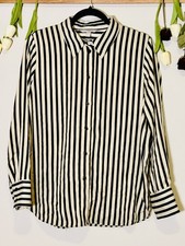 H&M Womens Striped Black & Beige Button Down ...