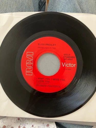 VTG VINYL 6" 45 EX ELVIS PRESLEY MY BABY LEFT ME I WANT YOU I NEED YOU RCA 1956