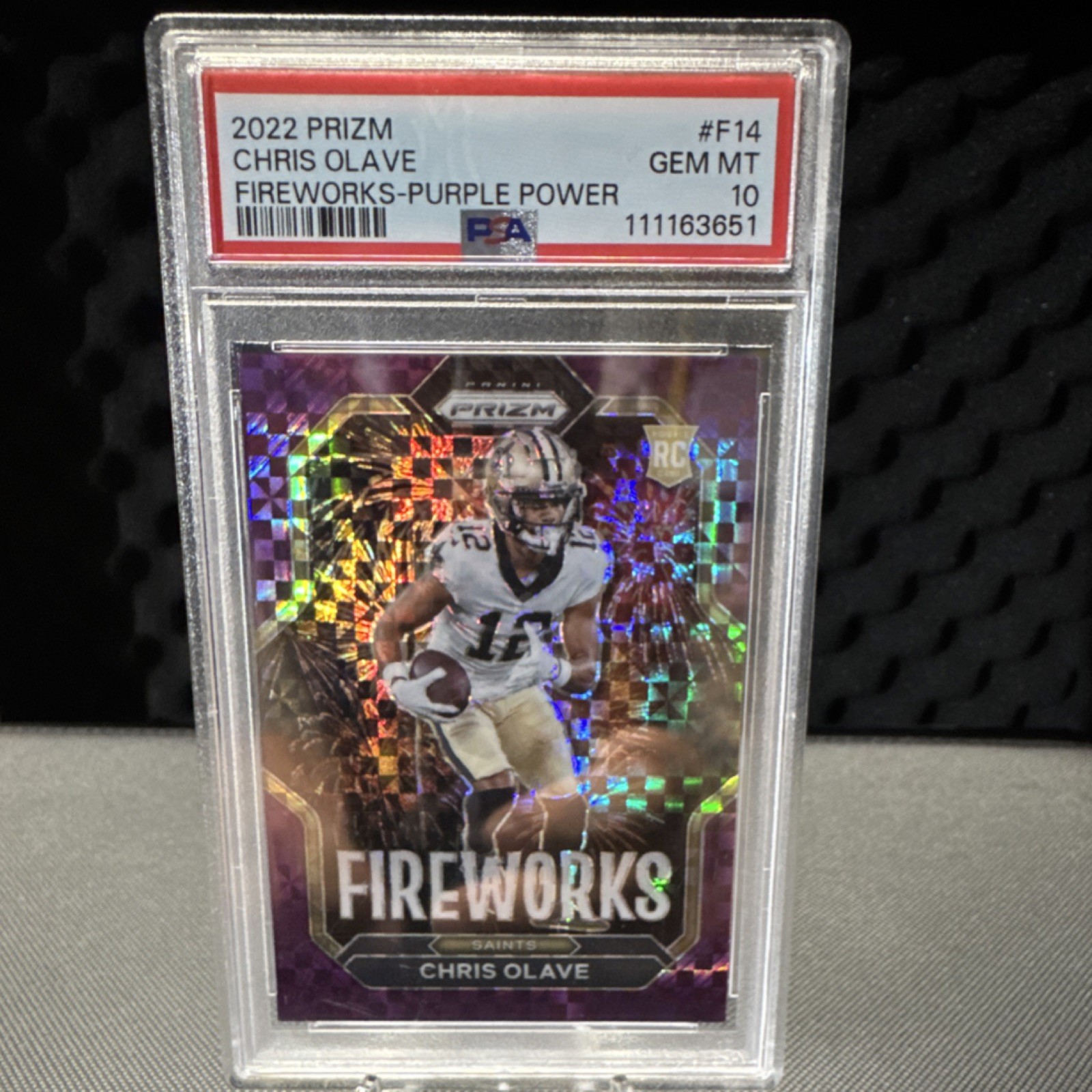 Chris Olave Panini Prizm Fireworks #F14 Purple Power