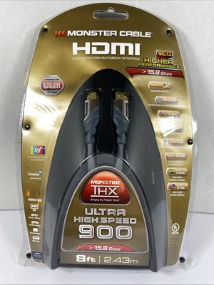 NEW Monster Ultra High Speed 900 15.8gbps  HDMI Cable 8ft Grey
