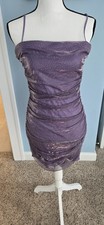 NEW Windsor Purple Sparkly Glitter Mini Dress Prom Bodycon Rushed Coctai L Dance