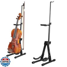 Augioth Black Violin Stand with Bow Holder   Adjustable Height, Non-Slip Base