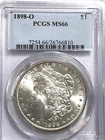 1898-O MORGAN SILVER DOLLAR PCGS MS66 Beautiful White coin