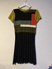 Vince Camuto Colorblock Fit & Flare Knit Short Sleeve Sweater Dress Size Small