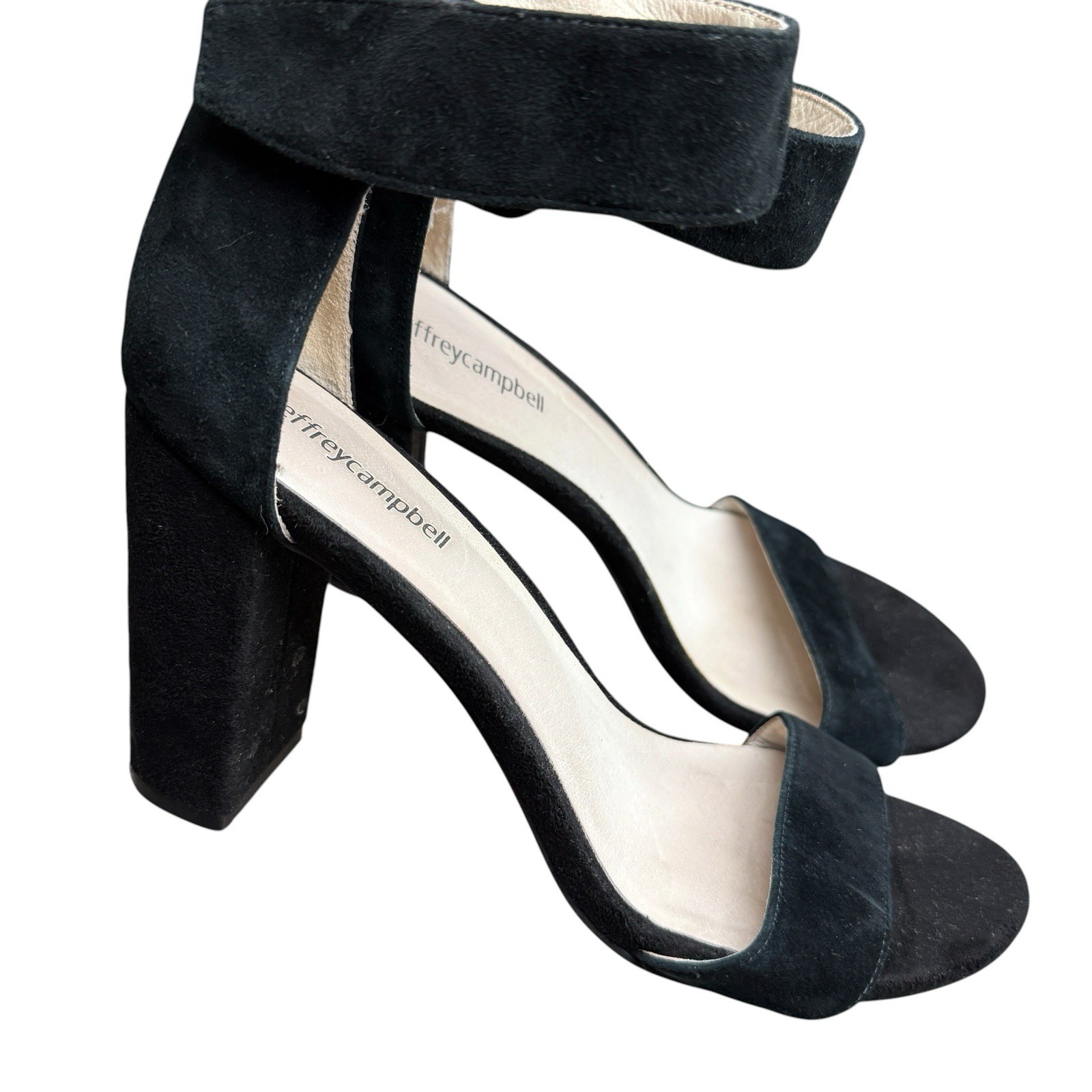Jeffrey Campbell Lindsay Heels Sandals Size 9 Embossed Black Suede Ankle Strap image 5
