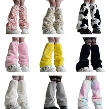 Colorful Furry Leg Warmers for Costume Parties Women Winter Fuzzy Plush Gaiters