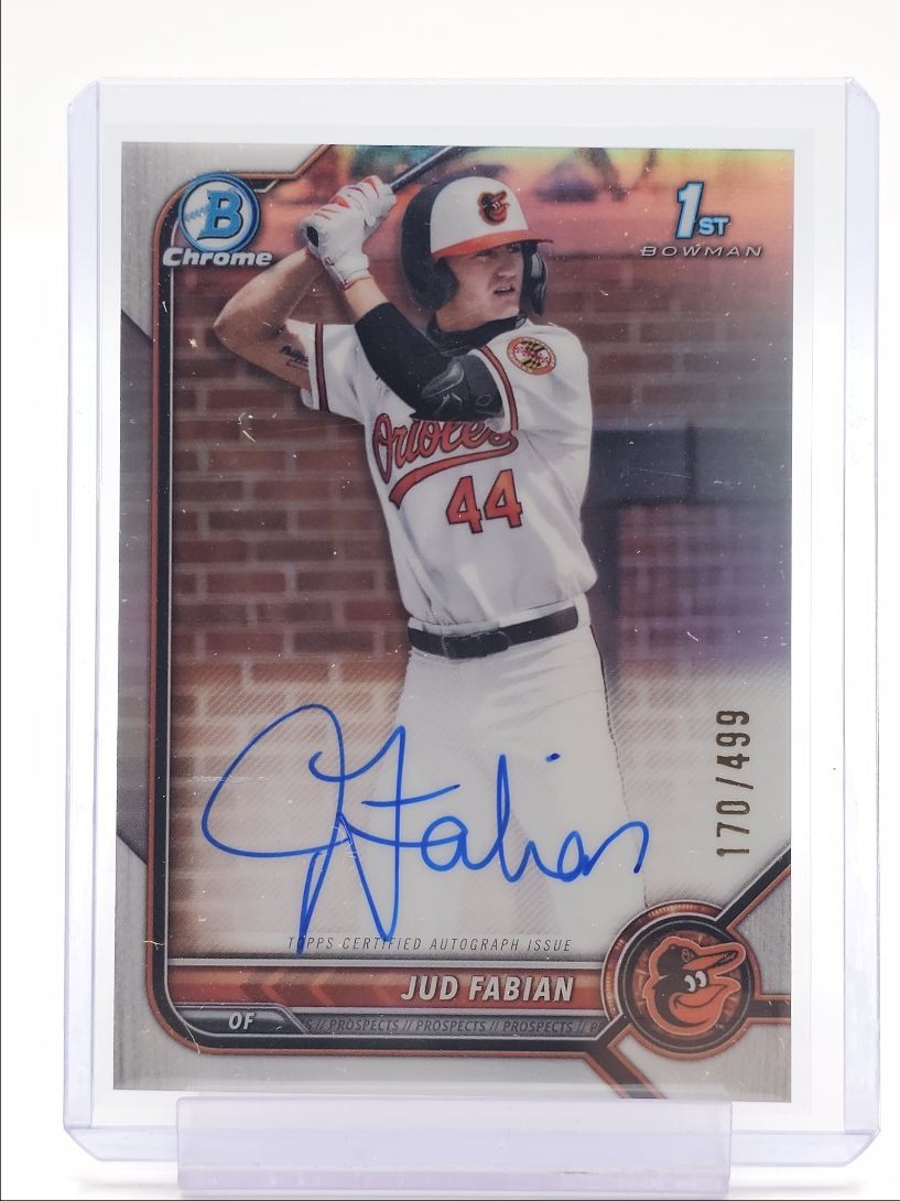 JUD FABIAN 2022 BOWMAN CHROME DRAFT 1ST REFRACTOR ORIOLES AUTO /499 Q3882