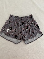 lululemon Women’s Gray Abstract Running Shorts Drawstring Elastic Waist Pockets