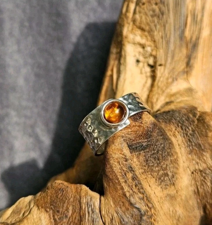 Butterscotch Amber Handgefertigter Bernsteinring Aus Baltischem Bernstein In 925er Sterlingsilber – Alle Größen Erhältlich 925 Sterlingsilber Ring