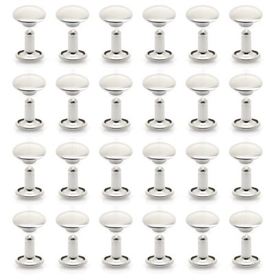 50 Sets Leather Rivet 8mm Cap x 8mm Post Silver Double Cap Rapid Studs DIY