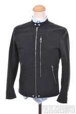 DIESEL Solid Black Nylon Mens Snap Collar Biker Jacket Coat - MEDIUM