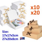 UP 20X Foldable Gift Boxes Kraft Paper Box for Present Cupcake with Lids Ribbon